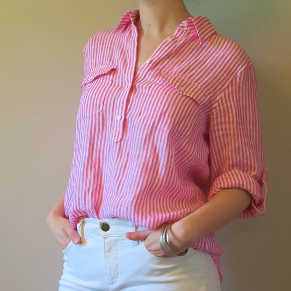 Lauren Ralph Lauren Tops - [Lauren Ralph Lauren] Striped Linen Pullover Size